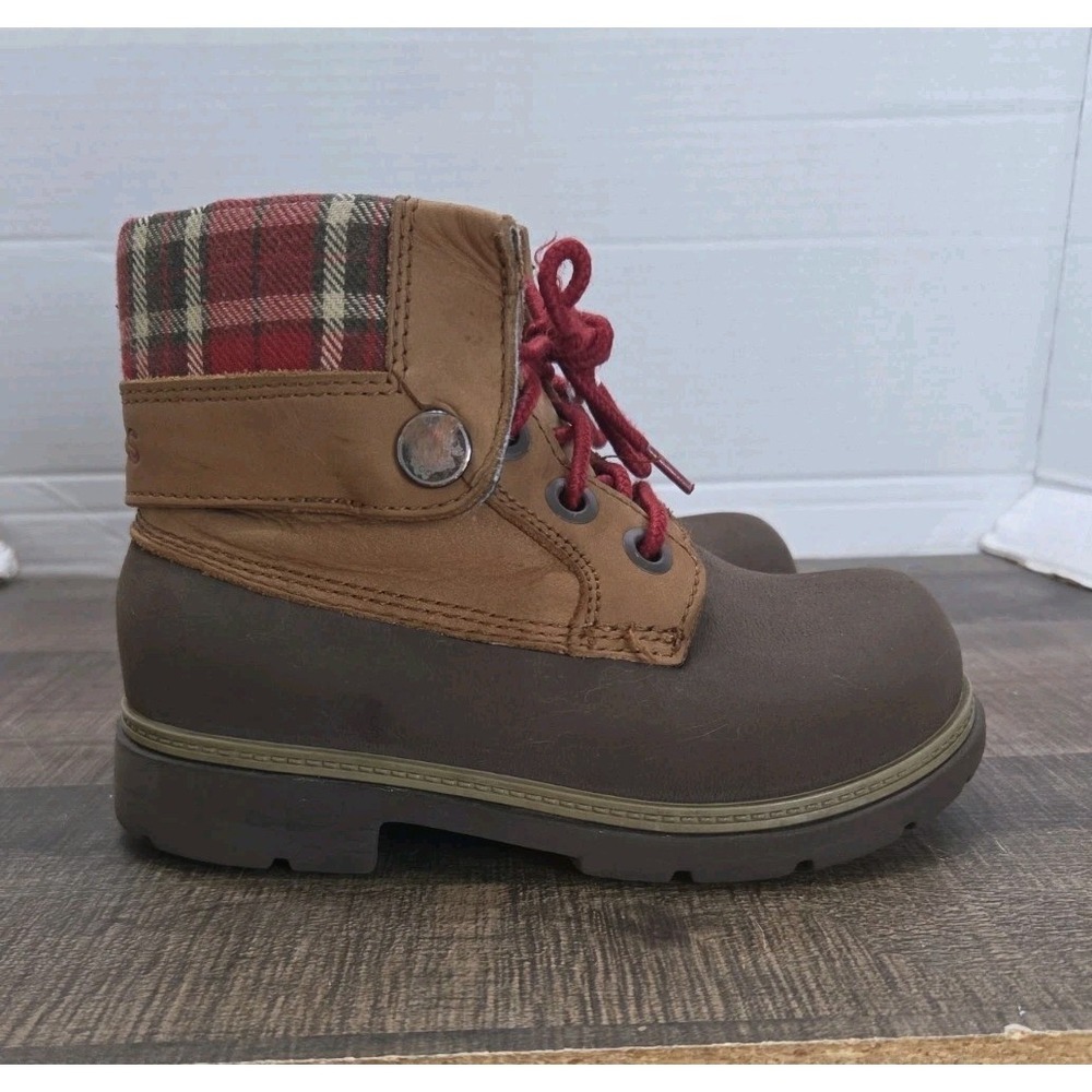 Crocs 11443 Cobbler Plaid Lined Foldover Lace Up Ankle Boots Child 12